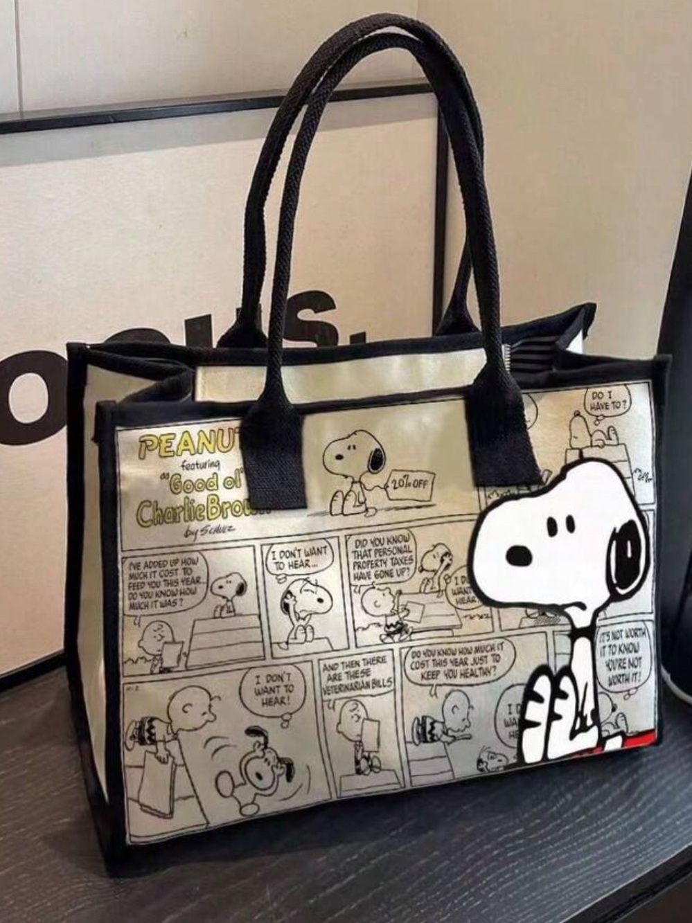 Peanuts Snoopy Comic Strip Canvas Tote Bag NEW 🏷️ - Picture 2 of 4